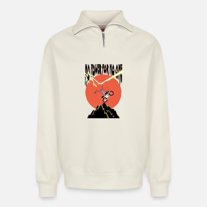 No_Power_for_no_one - Relaxed Unisex Organic Half Zip Sweatshirt – von SPREAD - Naturweiß