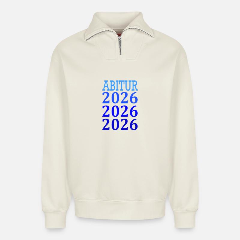 Abitur 2026 - Relaxed Unisex Organic Half Zip Sweatshirt – von SPREAD - Naturweiß