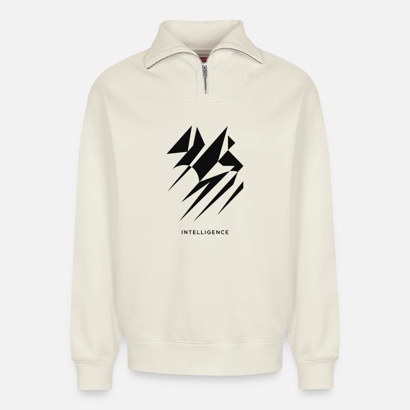 Intelligence Style - Relaxed Unisex Organic Half Zip Sweatshirt – by SPREAD - off white