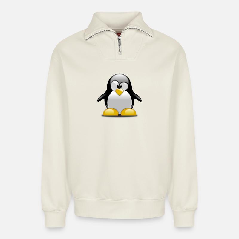 Pinguin - Relaxed Unisex Organic Half Zip Sweatshirt – von SPREAD - Naturweiß