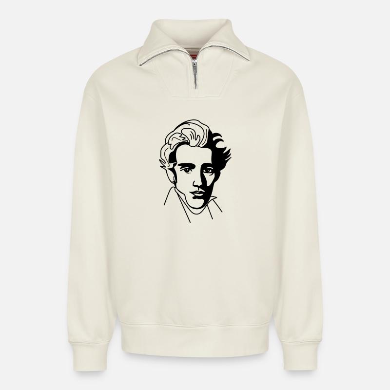 Soren Kierkegaard - Relaxed Unisex Organic Half Zip Sweatshirt – von SPREAD - Naturweiß