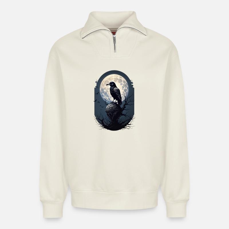 Schwarzer Rabe - Relaxed Unisex Organic Half Zip Sweatshirt – von SPREAD - Naturweiß