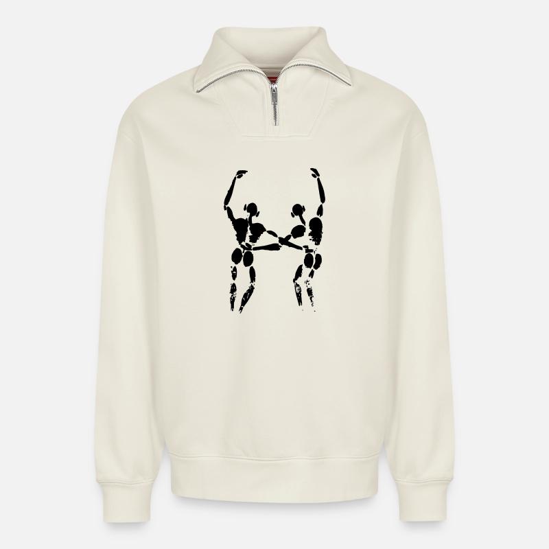 Friends - Relaxed Unisex Organic Half Zip Sweatshirt – by SPREAD - off white