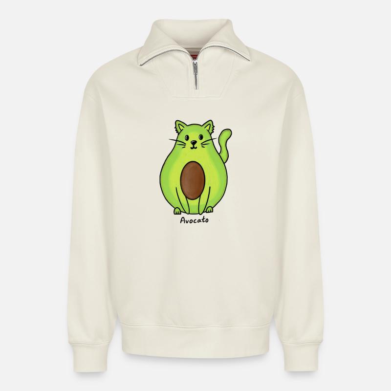 Avocato - Relaxed Unisex Organic Half Zip Sweatshirt – von SPREAD - Naturweiß