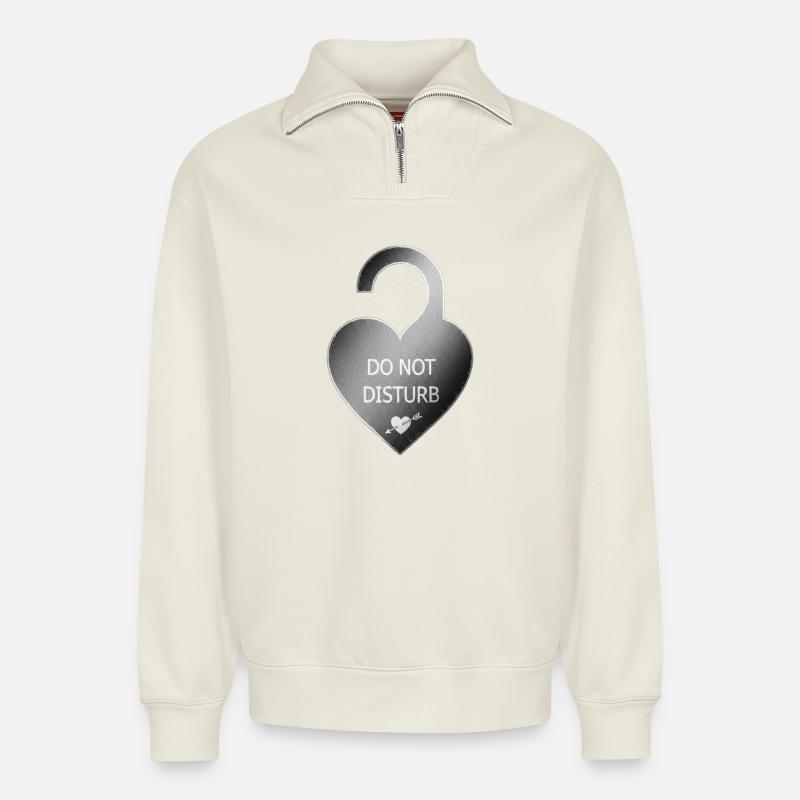 message - Relaxed Unisex Organic Half Zip Sweatshirt – by SPREAD - off white
