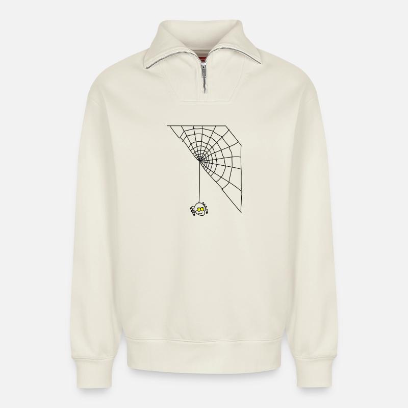 Spinne - Relaxed Unisex Organic Half Zip Sweatshirt – von SPREAD - Naturweiß