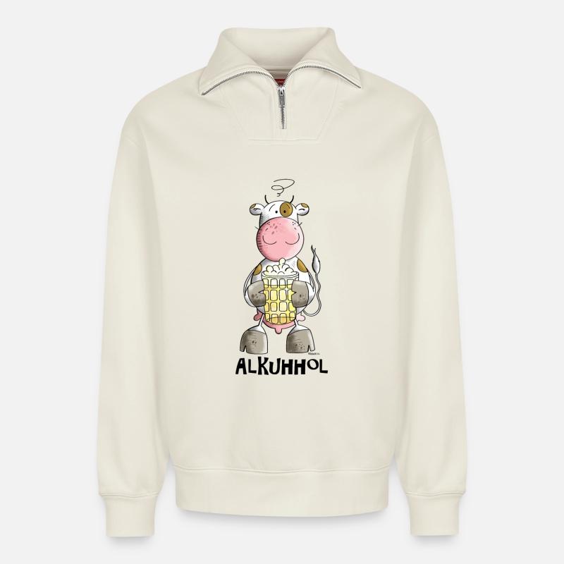 Alkuhhol - Relaxed Unisex Organic Half Zip Sweatshirt – von SPREAD - Naturweiß