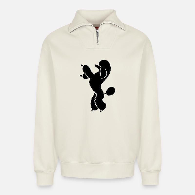 Caniche caniche - Sweat unisexe décontracté en coton biologique à demi-zip – de SPREAD - blanc cassé
