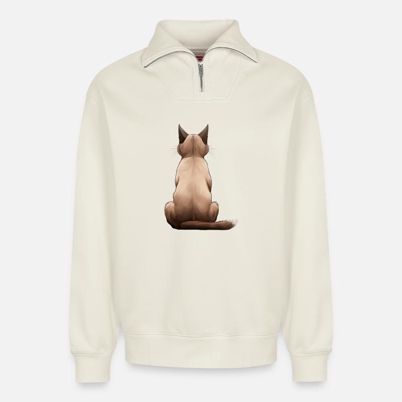 Tonkinesisch - Relaxed Unisex Organic Half Zip Sweatshirt – von SPREAD - Naturweiß