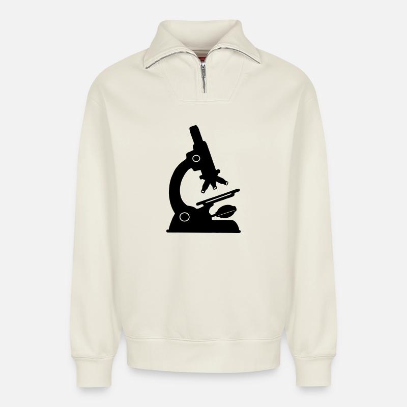 Laboratory microscope - Relaxed Unisex Organic Half Zip Sweatshirt – by SPREAD - off white