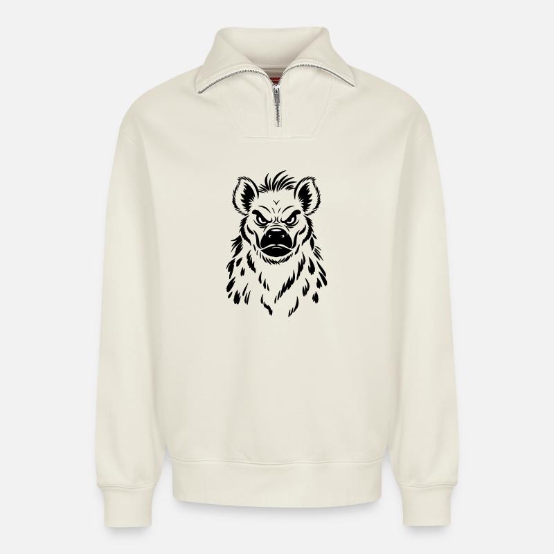 Hyäne - Relaxed Unisex Organic Half Zip Sweatshirt – von SPREAD - Naturweiß