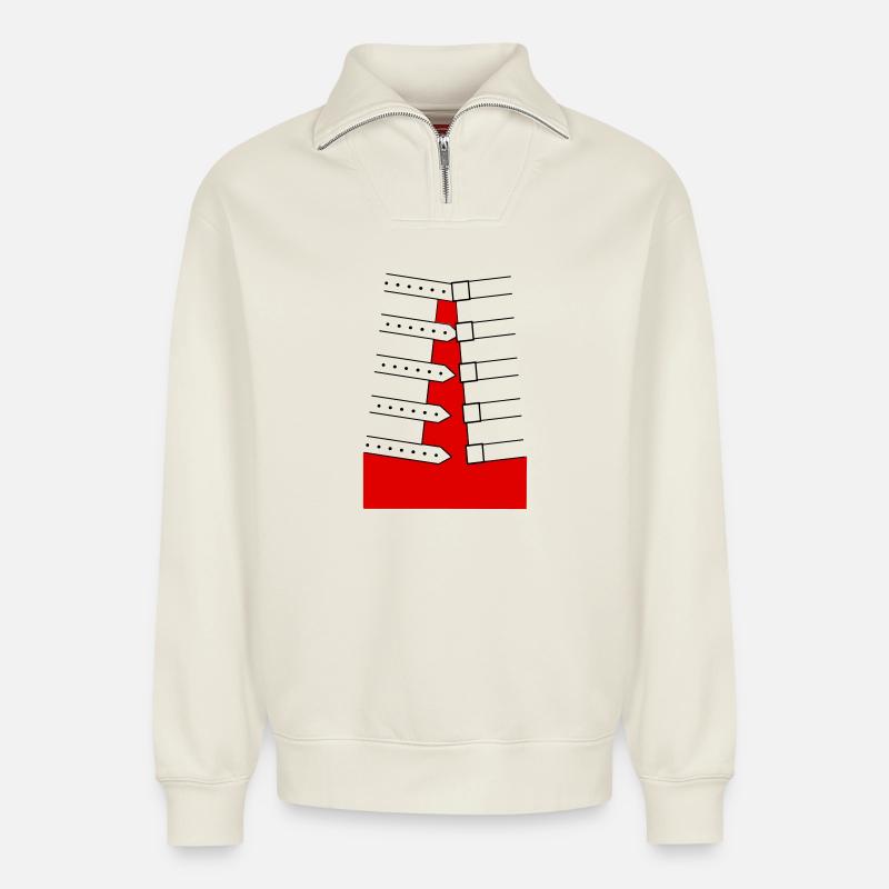 Fred 1986 - Sweat unisexe décontracté en coton biologique à demi-zip – de SPREAD - blanc cassé
