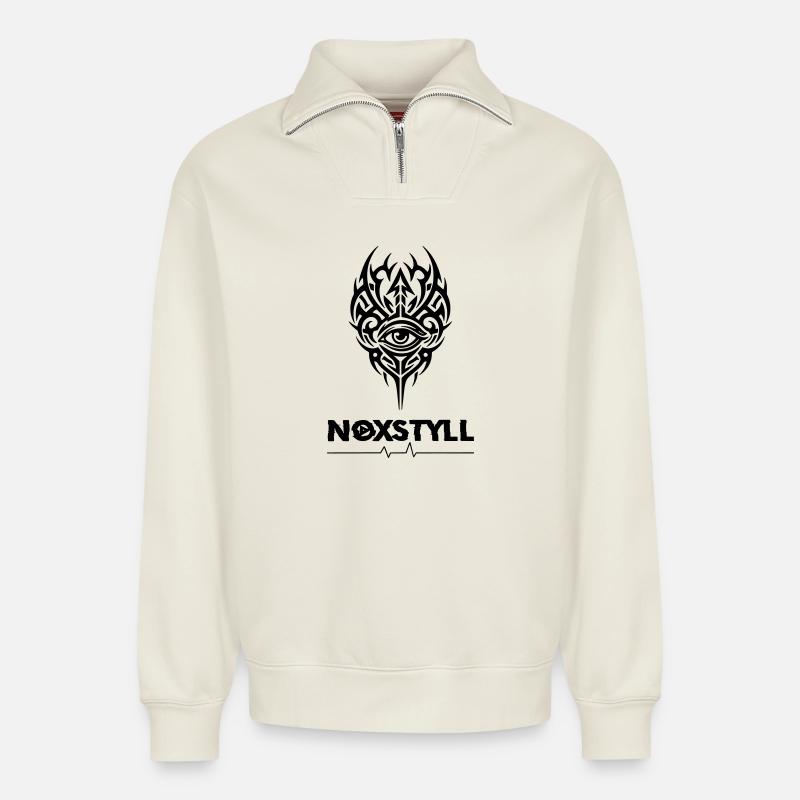 Noxstyll - Relaxed Unisex Organic Half Zip Sweatshirt – by SPREAD - off white
