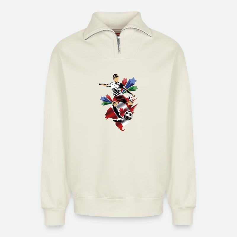 Canada - Canada - Flags - Relaxed Unisex Organic Half Zip Sweatshirt – by SPREAD - off white
