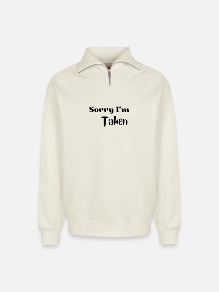 Funny Valentine Love Shirt - Relaxed Unisex Organic Half Zip Sweatshirt – by SPREAD - off white