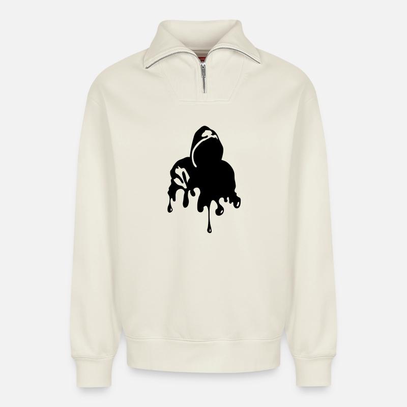 Graffiti - Relaxed Unisex Organic Half Zip Sweatshirt – von SPREAD - Naturweiß