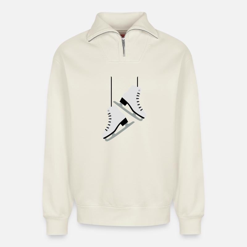 Weiß Skates / Skating - Relaxed Unisex Organic Half Zip Sweatshirt – von SPREAD - Naturweiß