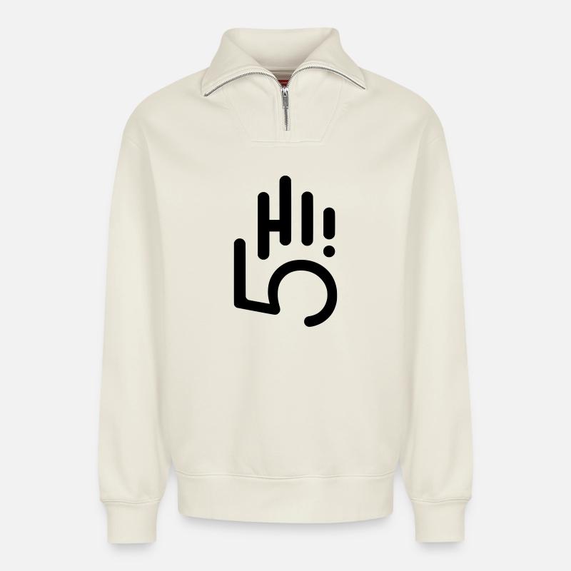 HI5 hi five - Relaxed Unisex Organic Half Zip Sweatshirt – von SPREAD - Naturweiß