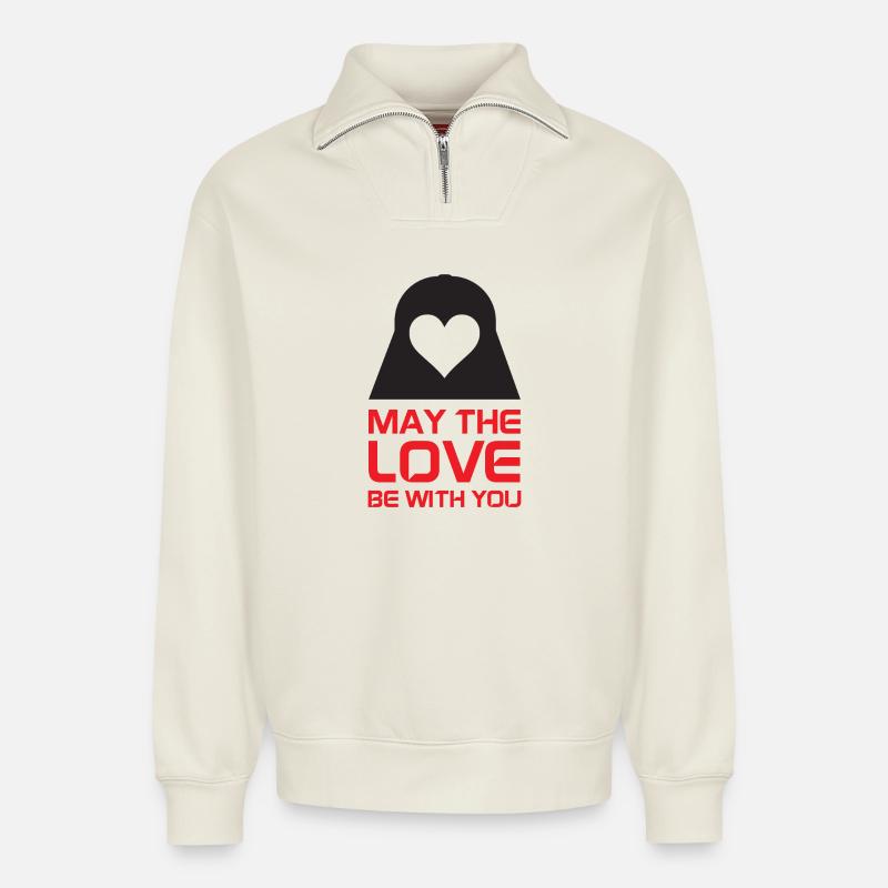 Möge die Liebe mit dir sein - Relaxed Unisex Organic Half Zip Sweatshirt – von SPREAD - Naturweiß