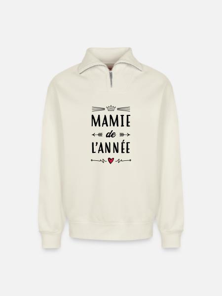 Großmütter / Oma / Mami / Großmutter / Mamy - Relaxed Unisex Organic Half Zip Sweatshirt – von SPREAD - Naturweiß