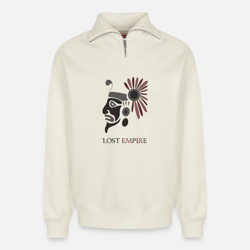 Lost Empire - Relaxed Unisex Organic Half Zip Sweatshirt – von SPREAD - Naturweiß