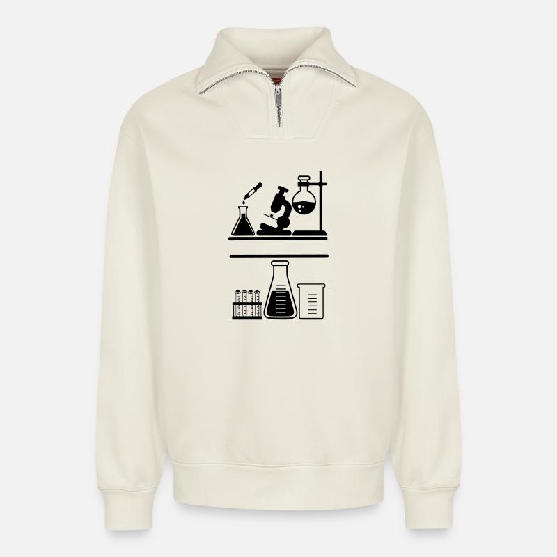 Laboratory - Relaxed Unisex Organic Half Zip Sweatshirt – by SPREAD - off white