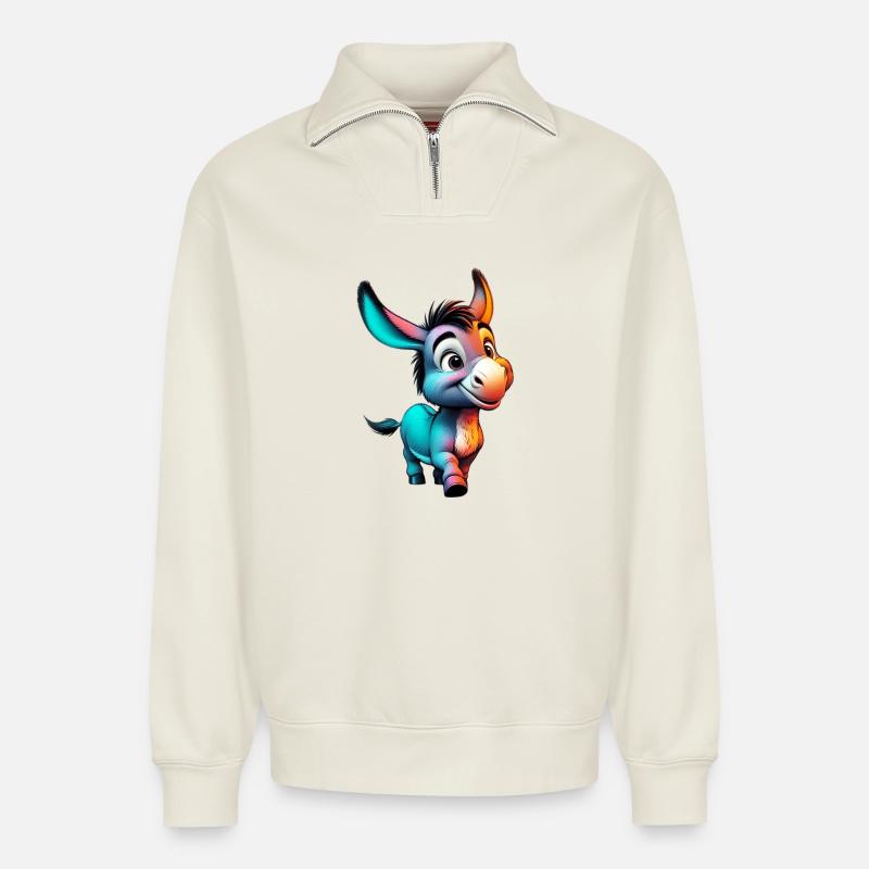 Donkey donkey pacifier mule - Relaxed Unisex Organic Half Zip Sweatshirt – by SPREAD - off white
