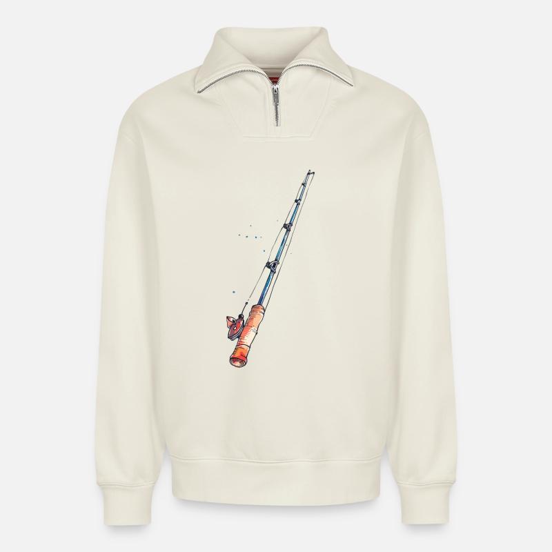 Grafik Angel - Relaxed Unisex Organic Half Zip Sweatshirt – von SPREAD - Naturweiß