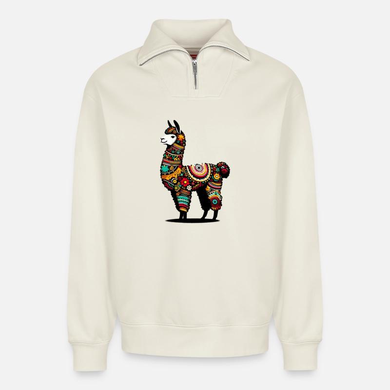 Alpaka - Relaxed Unisex Organic Half Zip Sweatshirt – von SPREAD - Naturweiß