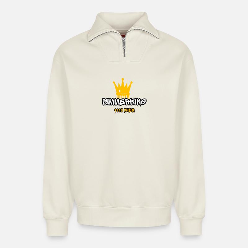 Simmeringer SIMMERKING! - Relaxed Unisex Organic Half Zip Sweatshirt – von SPREAD - Naturweiß