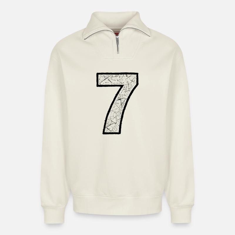 Cracked Seven Digit Pattern - Relaxed Unisex Organic Half Zip Sweatshirt – by SPREAD - off white