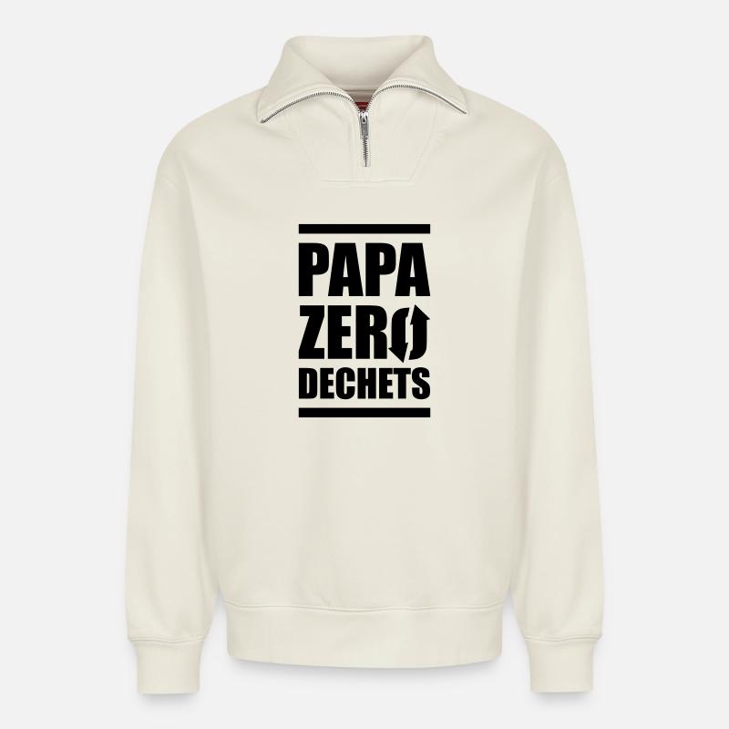 Zero Waste Dad - Relaxed Unisex Organic Half Zip Sweatshirt – by SPREAD - off white