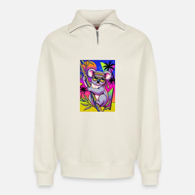 Koala - Relaxed Unisex Organic Half Zip Sweatshirt – by SPREAD - off white