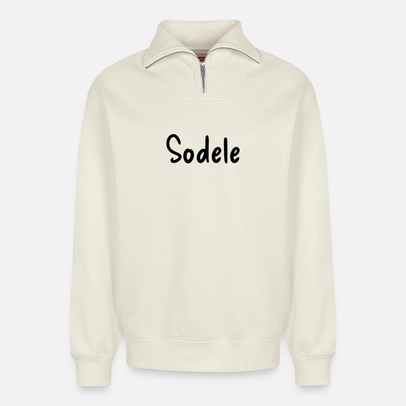 Sodele - Relaxed Unisex Organic Half Zip Sweatshirt – by SPREAD - off white