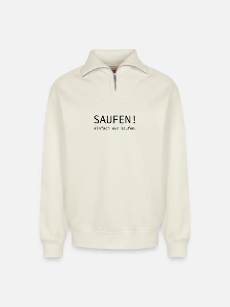 Booze! just drinking - Relaxed Unisex Organic Half Zip Sweatshirt – by SPREAD - off white