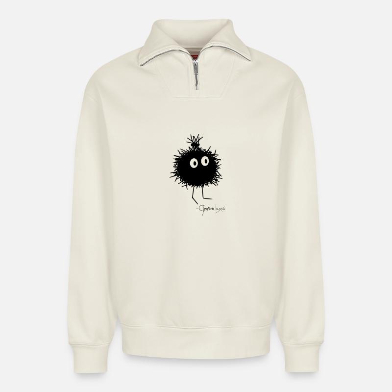 Flauschtier © Chyropterum Innoxius - Relaxed Unisex Organic Half Zip Sweatshirt – von SPREAD - Naturweiß
