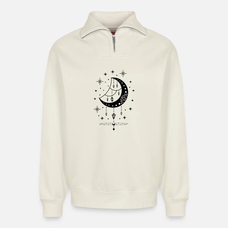 Tarock - Relaxed Unisex Organic Half Zip Sweatshirt – von SPREAD - Naturweiß