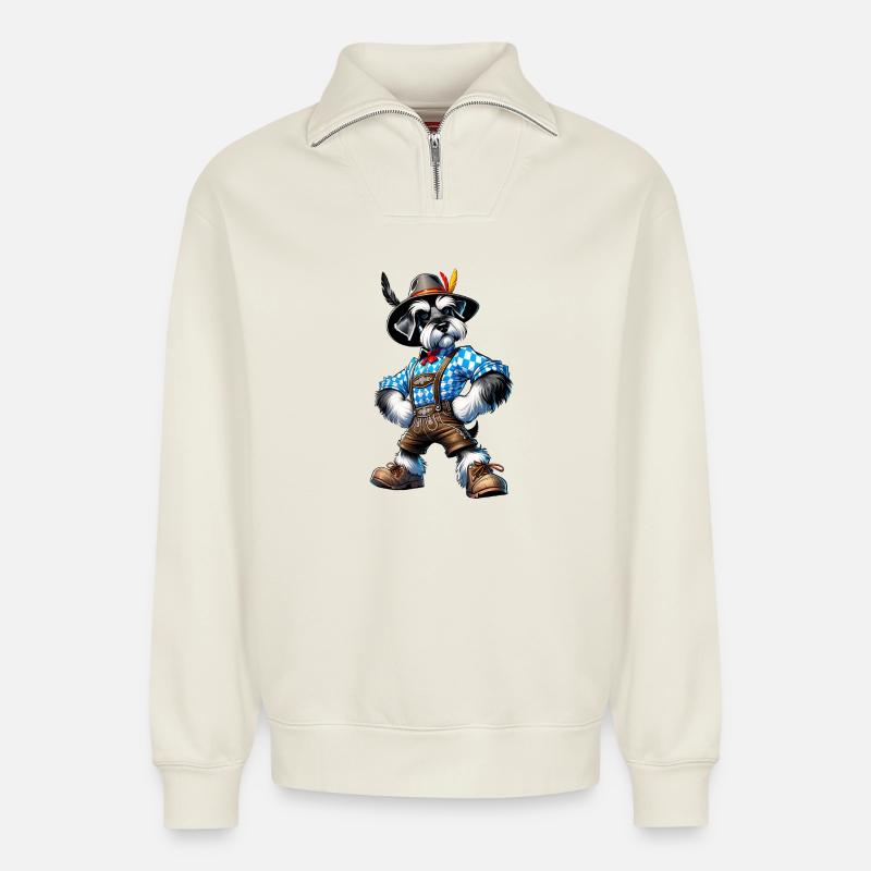 Schnauzer Hund Bayern - Relaxed Unisex Organic Half Zip Sweatshirt – von SPREAD - Naturweiß