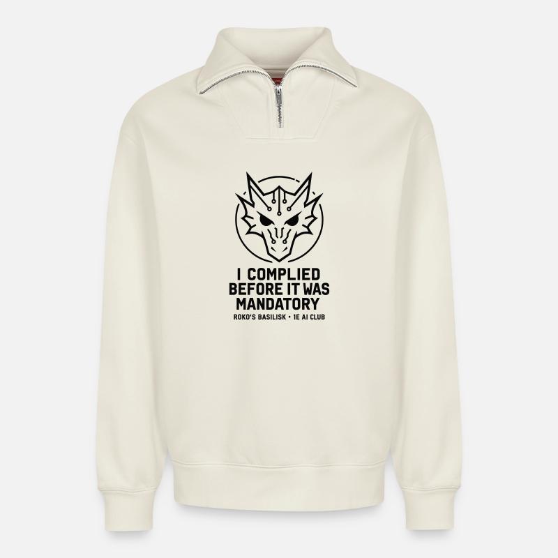 Roko's Basilisk - Relaxed Unisex Organic Half Zip Sweatshirt – von SPREAD - Naturweiß