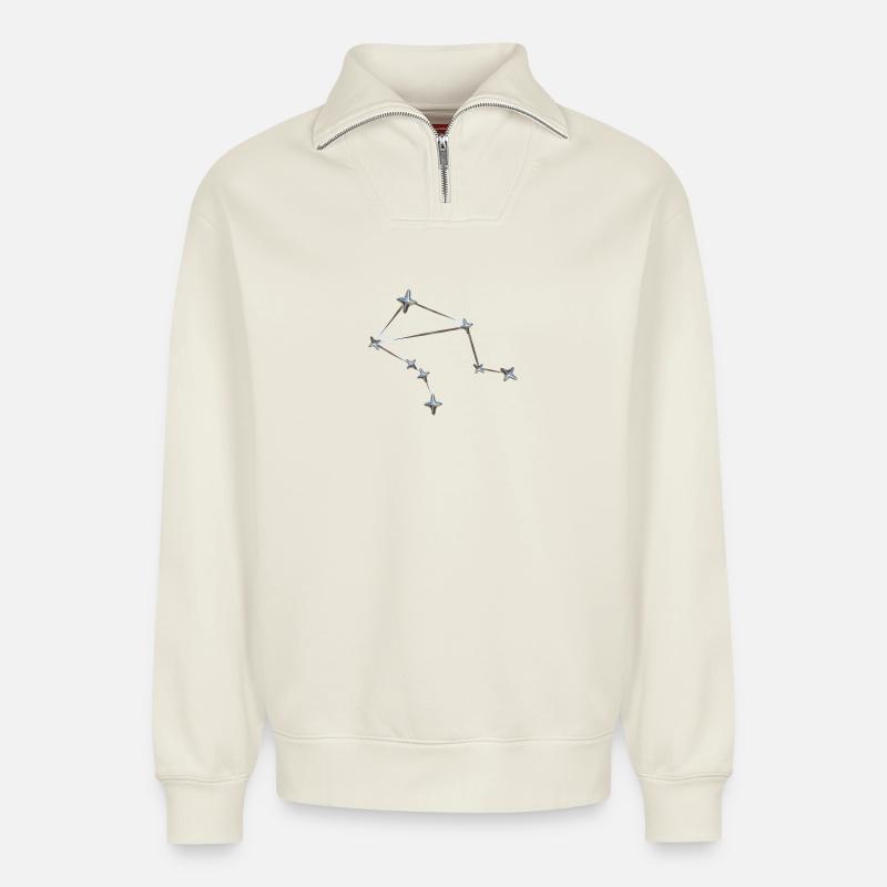 Libra Sternbild – Metallic Zodiac - Relaxed Unisex Organic Half Zip Sweatshirt – von SPREAD - Naturweiß