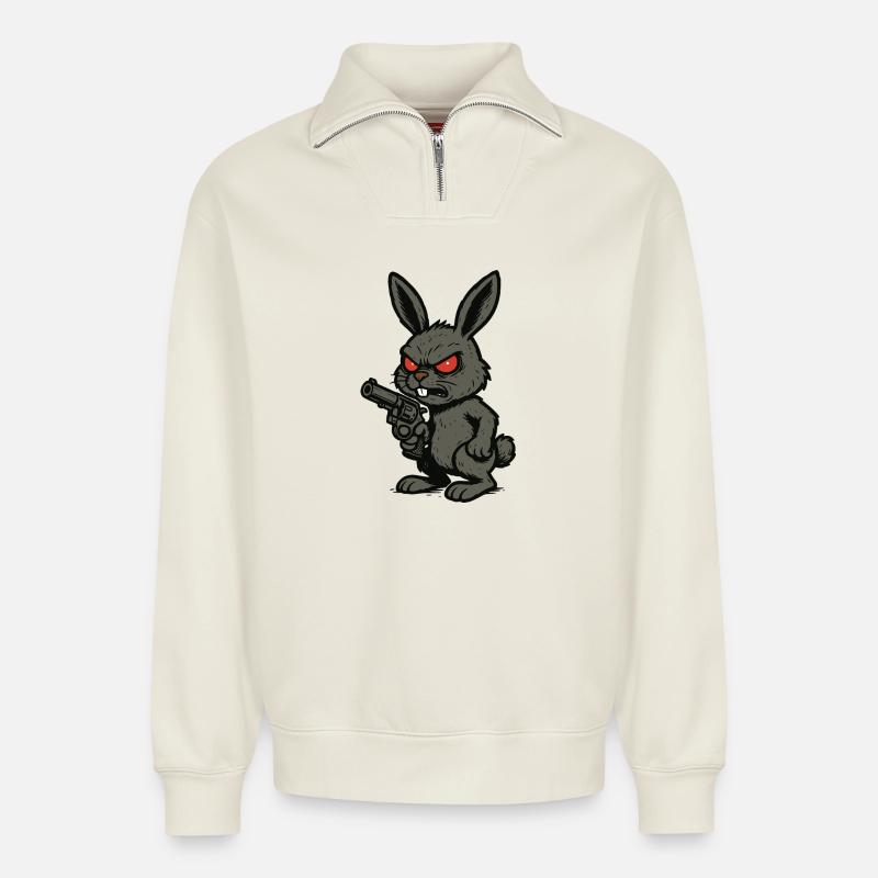 Bad Bunny - Relaxed Unisex Organic Half Zip Sweatshirt – von SPREAD - Naturweiß