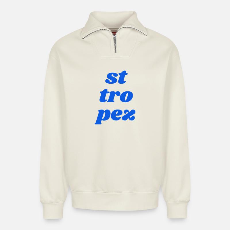 st tro pez - Relaxed Unisex Organic Half Zip Sweatshirt – von SPREAD - Naturweiß