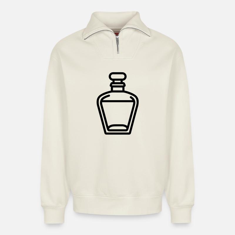 Parfümflasche - Relaxed Unisex Organic Half Zip Sweatshirt – von SPREAD - Naturweiß