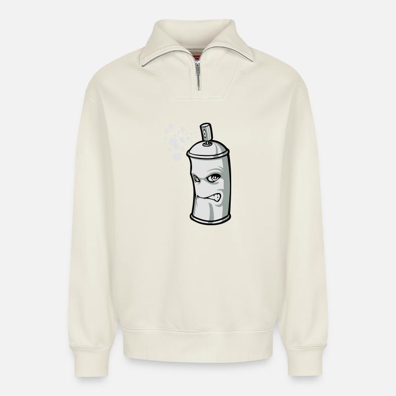 Spray flex - Relaxed Unisex Organic Half Zip Sweatshirt – von SPREAD - Naturweiß