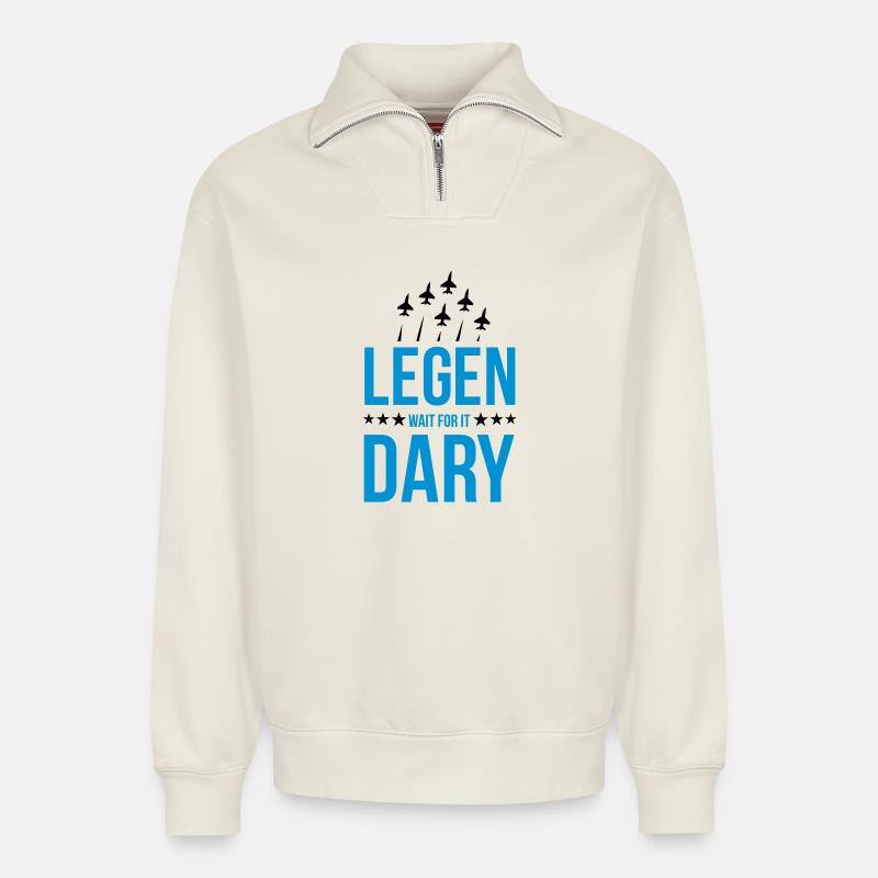 legendary - Relaxed Unisex Organic Half Zip Sweatshirt – von SPREAD - Naturweiß