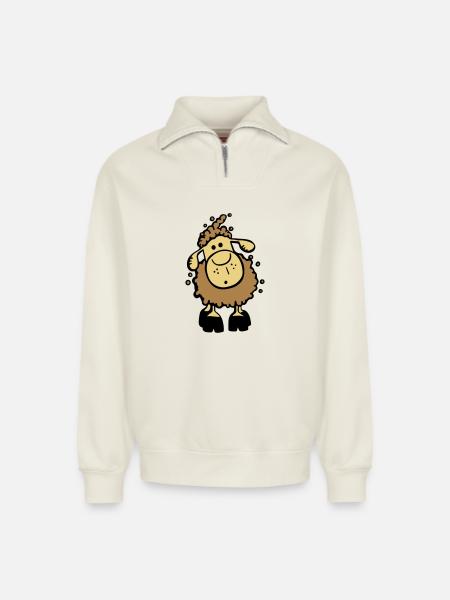 Cute Sheep - Relaxed Unisex Organic Half Zip Sweatshirt – by SPREAD - off white