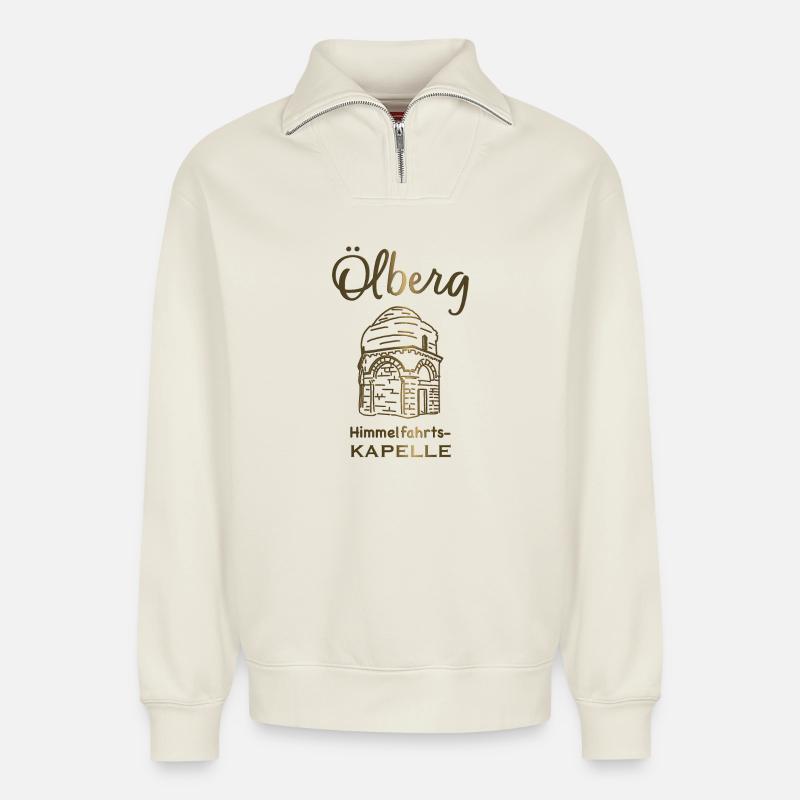 Jerusalem, Himmelfahrtskapelle, Israel - Relaxed Unisex Organic Half Zip Sweatshirt – von SPREAD - Naturweiß