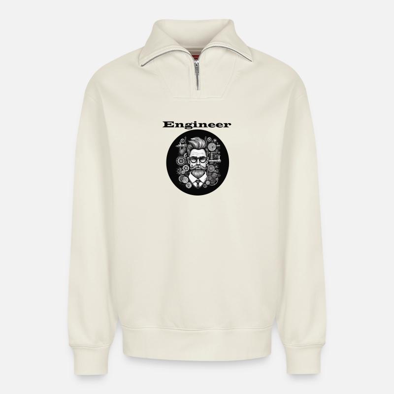 Engineer - Relaxed Unisex Organic Half Zip Sweatshirt – von SPREAD - Naturweiß
