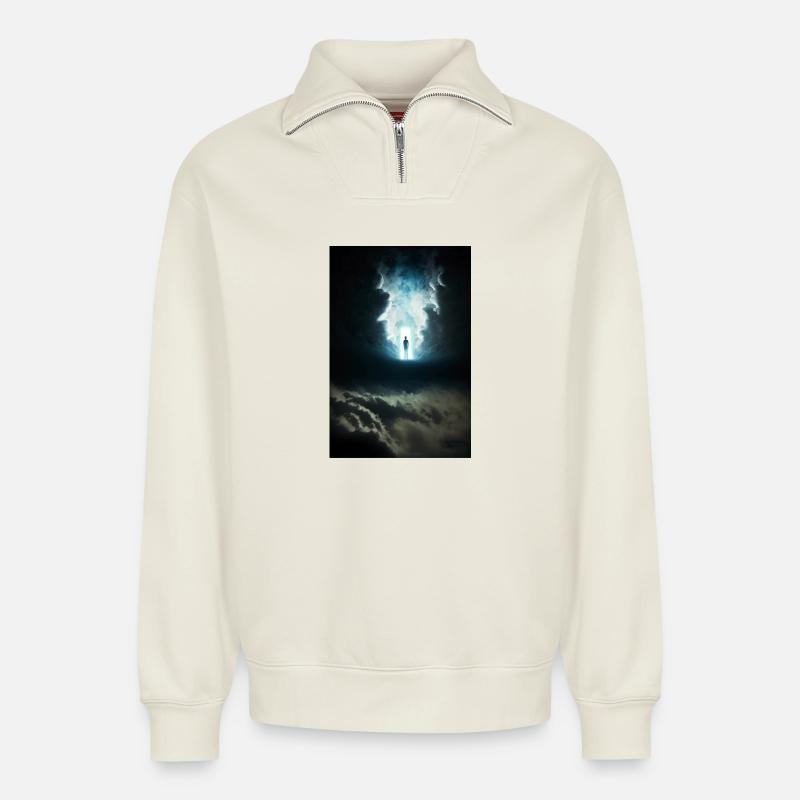GOTT 05 - Relaxed Unisex Organic Half Zip Sweatshirt – von SPREAD - Naturweiß