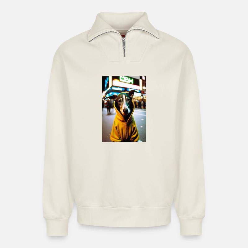 Anthropomorph 06 - Relaxed Unisex Organic Half Zip Sweatshirt – von SPREAD - Naturweiß